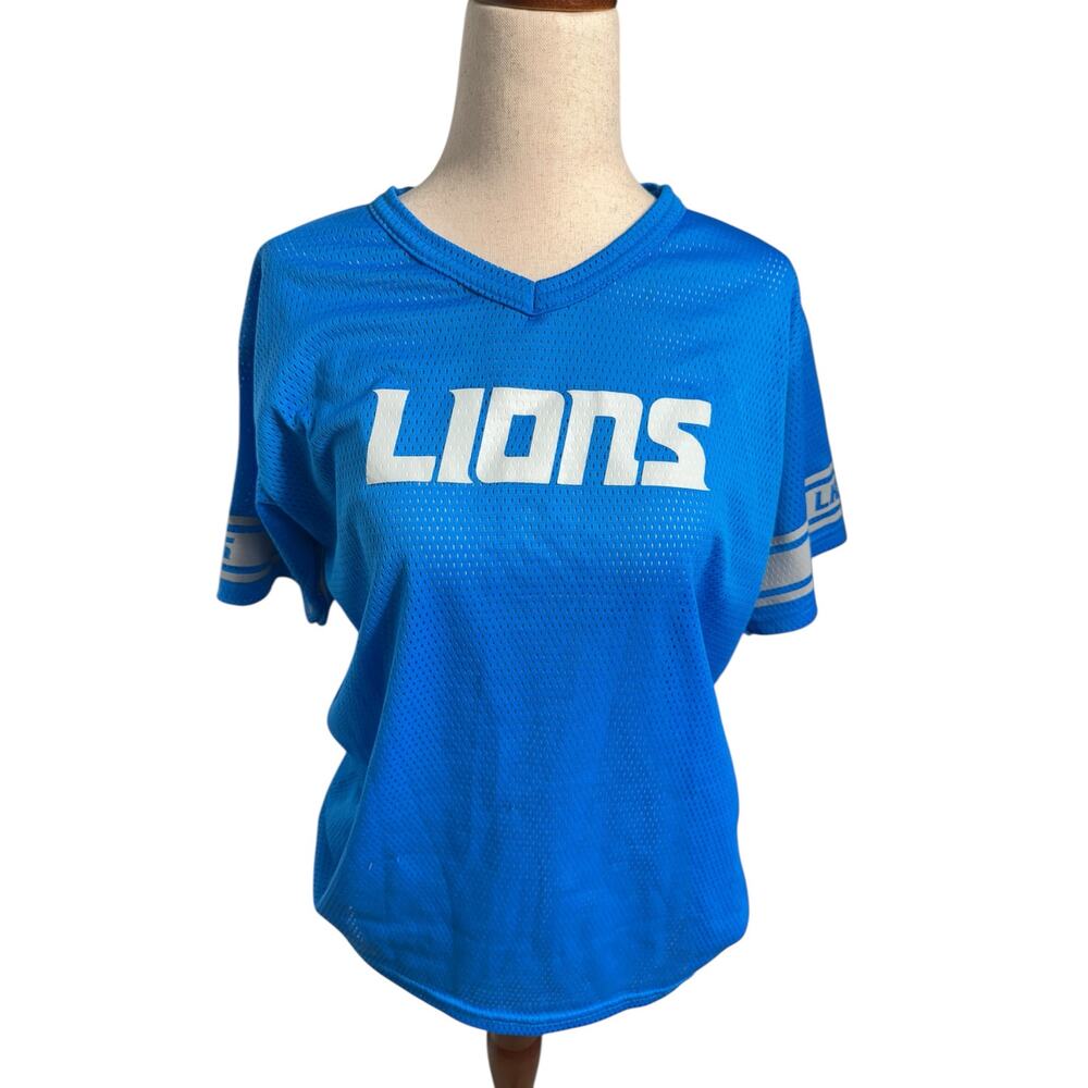 Detroit Lions blue Franklin Mesh‎ Jersey Womens Small see measurements boxy fit